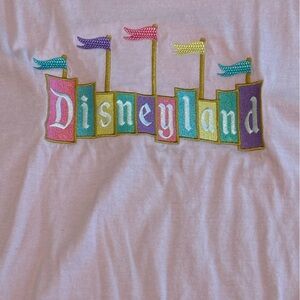 Disneyland Sign Embroidered Light Pink Comfort Colors T-Shirt 2XL